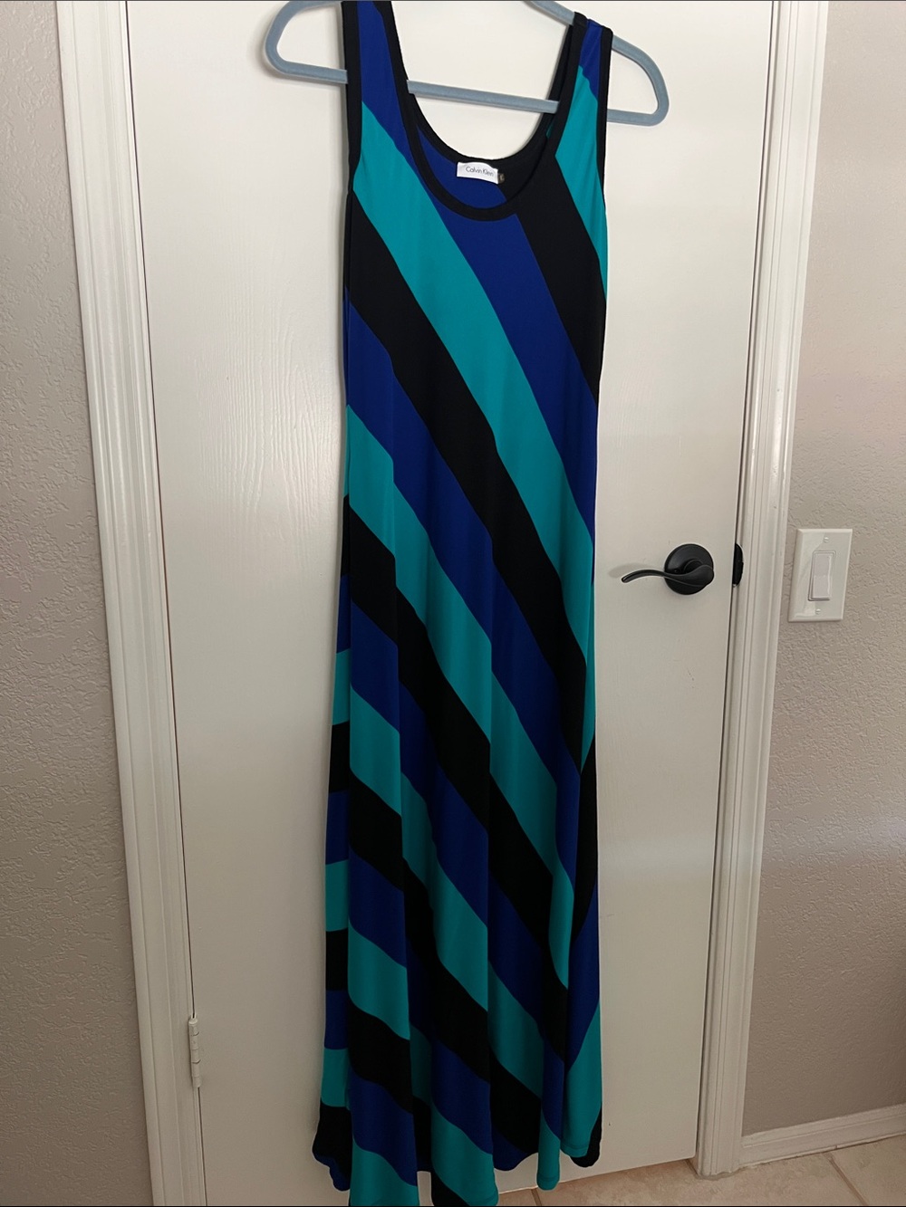 Calvin Klein Striped Sleeveless Maxi Dress